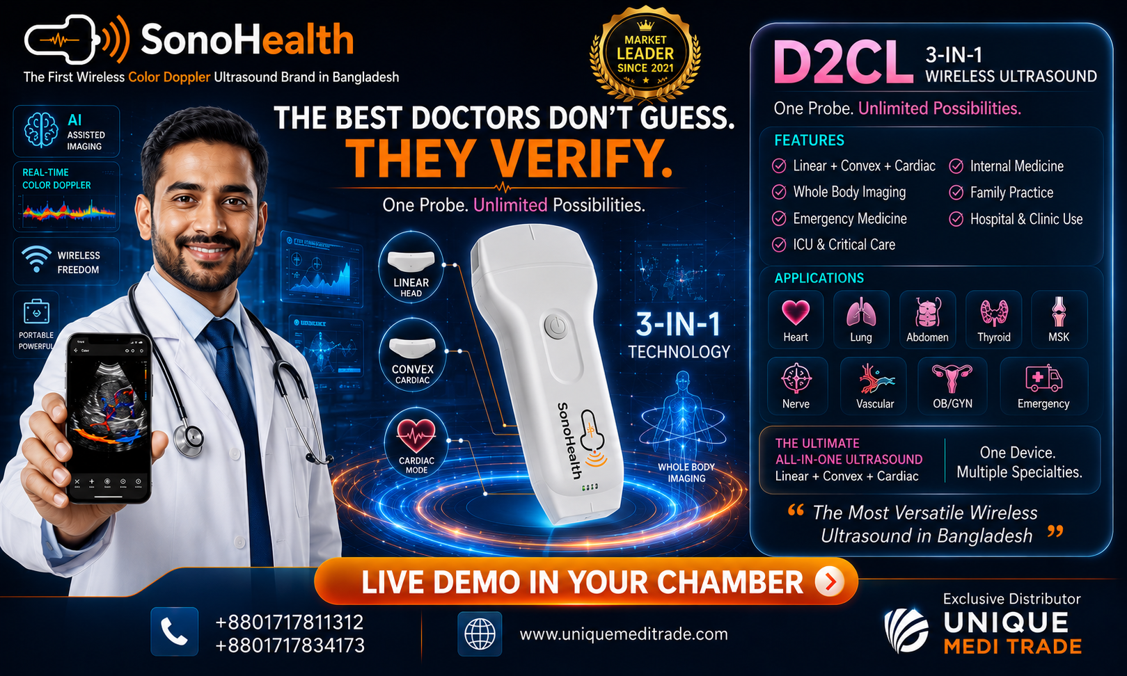 D2CL SonoHealth Wireless USG